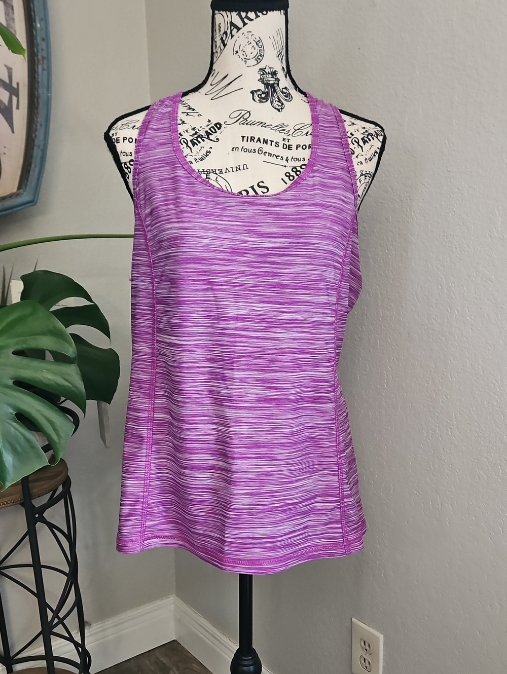 Danskin Now Purple Space-Dye Racerback Tank